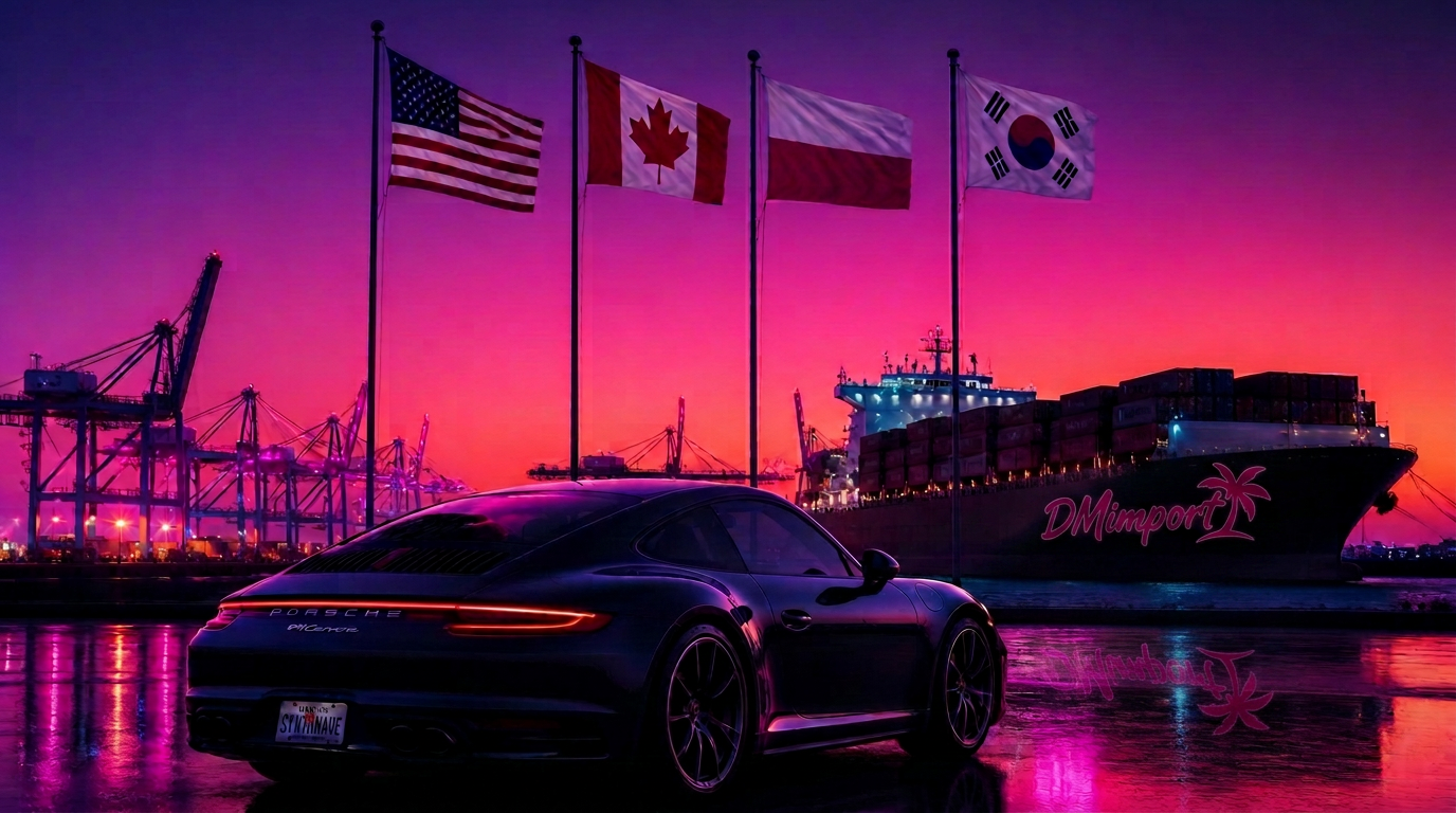 Porsche 911 Carrera na neonowej ulicy Miami