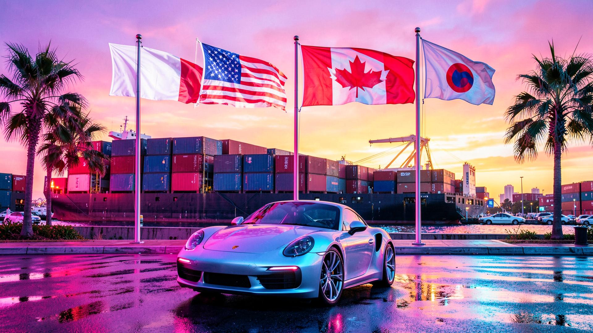 Porsche 911 Carrera na neonowej ulicy Miami